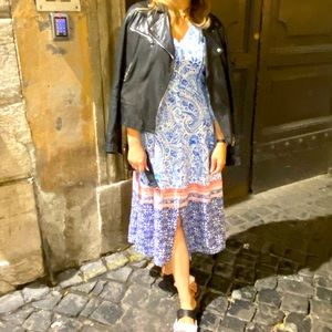 Zara Printed Tunic Dress Blue White Red